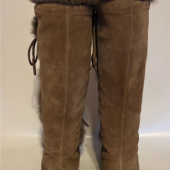 Calvin Klein Fur-Trimmed Suede Boots - Picture 4 of 7